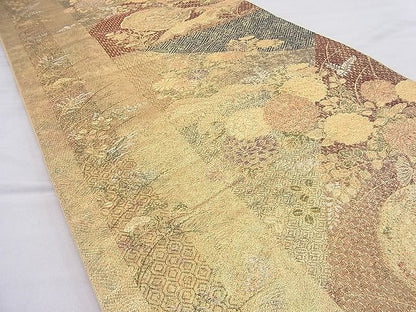 平和屋着物■六通柄袋帯 鏡裏秋草文 金糸 逸品 BAAH6748ea