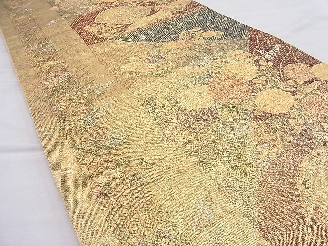 平和屋着物■六通柄袋帯 鏡裏秋草文 金糸 逸品 BAAH6748ea