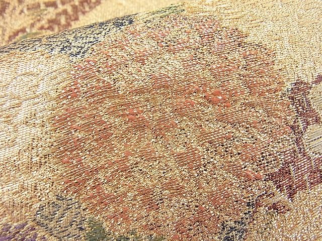 平和屋着物■六通柄袋帯 鏡裏秋草文 金糸 逸品 BAAH6748ea
