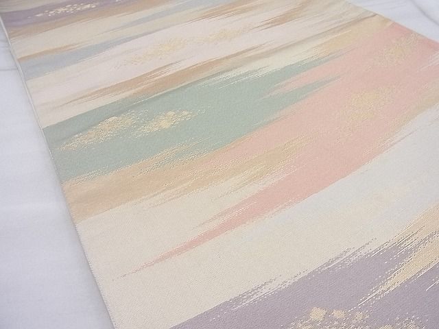 平和屋着物◎六通柄袋帯 箔散らし霞文 金糸 逸品 BAAH7917ea
