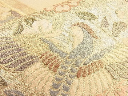 平和屋着物◎六通柄袋帯 鳳凰枝垂れ桜 金糸 逸品 BAAH7903ea