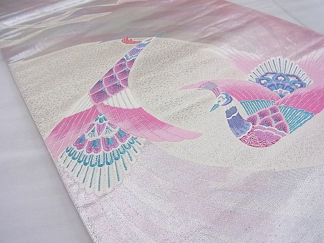 平和屋着物◎六通柄袋帯 孔雀 銀糸 逸品 BAAH7924ea
