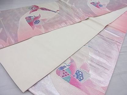平和屋着物◎六通柄袋帯 孔雀 銀糸 逸品 BAAH7924ea