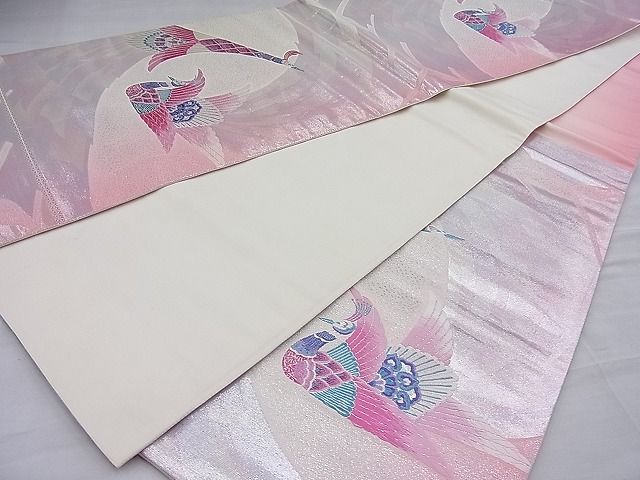 平和屋着物◎六通柄袋帯 孔雀 銀糸 逸品 BAAH7924ea