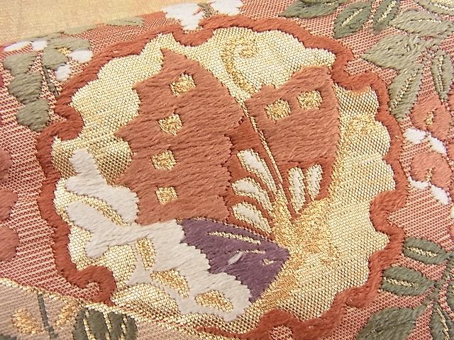 平和屋着物◎六通柄袋帯 唐織 松皮小袖文 金糸 逸品 BAAH7942ea