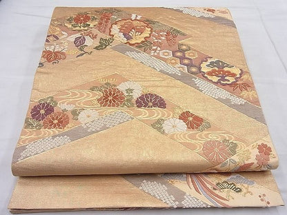 平和屋着物◎六通柄袋帯 唐織 松皮小袖文 金糸 逸品 BAAH7942ea