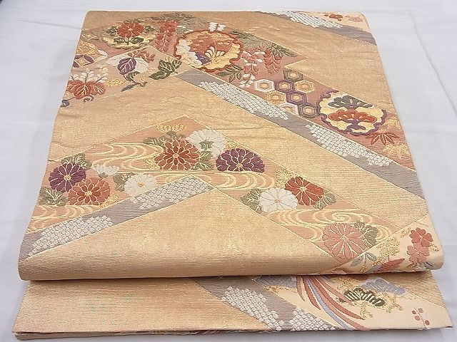 平和屋着物◎六通柄袋帯 唐織 松皮小袖文 金糸 逸品 BAAH7942ea