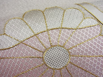 平和屋着物◎太鼓柄袋帯 駒刺繍 立涌桐菊文 金銀糸 逸品 BAAH7983ea