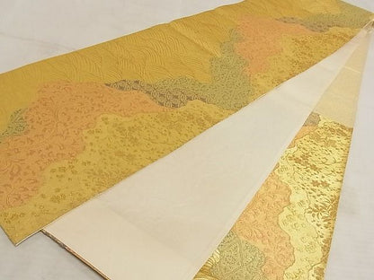 平和屋着物◎六通柄袋帯 道長花唐草文 金糸 正絹 逸品 AAAI4869Asx