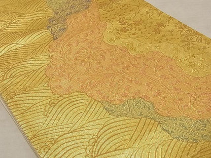 平和屋着物◎六通柄袋帯 道長花唐草文 金糸 正絹 逸品 AAAI4869Asx