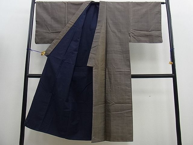 平和屋着物■男性　紬　格子　逸品　BAAF0619ga
