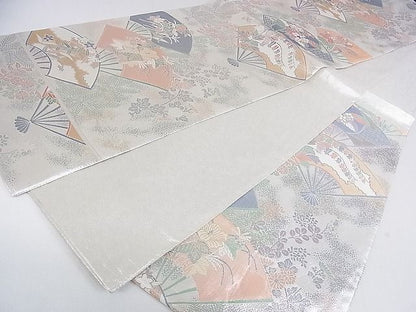 平和屋着物◎佐賀錦 六通柄袋帯 扇面花文 金銀糸 逸品 DAAF5915cf