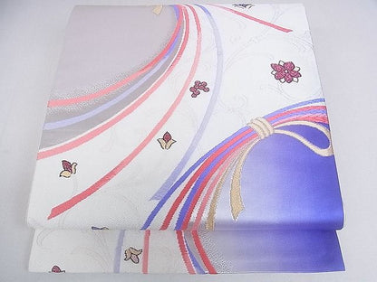 平和屋着物◎六通柄袋帯 結び紐花文 金銀糸 逸品 DAAF5906cf