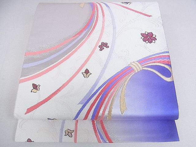 平和屋着物◎六通柄袋帯 結び紐花文 金銀糸 逸品 DAAF5906cf