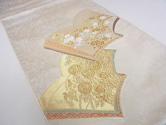 平和屋着物◎太鼓柄袋帯 冊子花文 金銀糸 引箔 逸品 DAAF5904cf