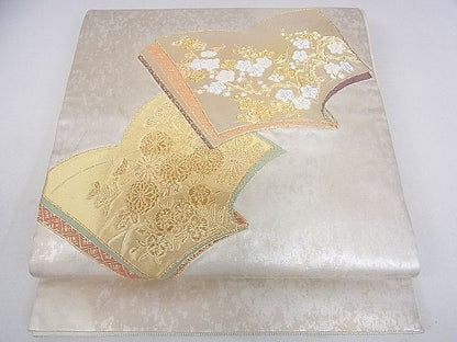 平和屋着物◎太鼓柄袋帯 冊子花文 金銀糸 引箔 逸品 DAAF5904cf