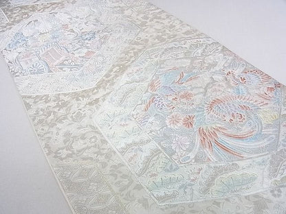 平和屋着物◎六通柄袋帯 唐織 御所車鳳凰花文 金銀糸 逸品 DAAF5903cf