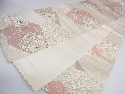 平和屋着物◎六通柄袋帯 歌仙 向い鳥花丸文 金銀糸 逸品 DAAF5902cf