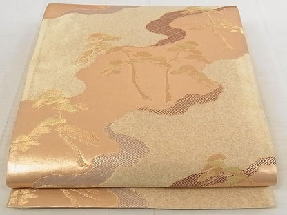 平和屋着物◎六通柄袋帯 道長松文 金糸 鈴乃屋扱い 正絹 逸品 AAAJ0989Aaz