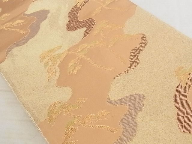 平和屋着物◎六通柄袋帯 道長松文 金糸 鈴乃屋扱い 正絹 逸品 AAAJ0989Aaz