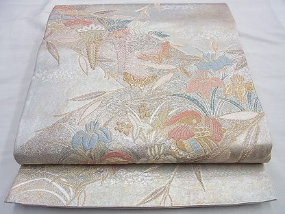 平和屋着物◎六通柄袋帯 唐織 蒔絵花鳥文 金銀糸 逸品 BAAG8967du
