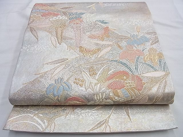 平和屋着物◎六通柄袋帯 唐織 蒔絵花鳥文 金銀糸 逸品 BAAG8967du