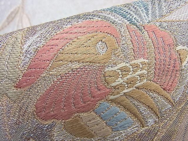 平和屋着物◎六通柄袋帯 唐織 蒔絵花鳥文 金銀糸 逸品 BAAG8967du