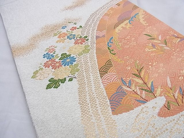 平和屋着物◎太鼓柄袋帯 立波柳菊文 金糸 逸品 BAAG8970du