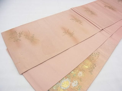 平和屋着物◎太鼓柄袋帯 作家物 手描き 花籠文 金銀彩 落款あり 逸品 BAAH5931fk