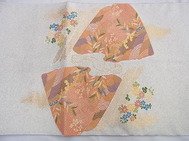 平和屋着物◎太鼓柄袋帯 立波柳菊文 金糸 逸品 BAAG8970du
