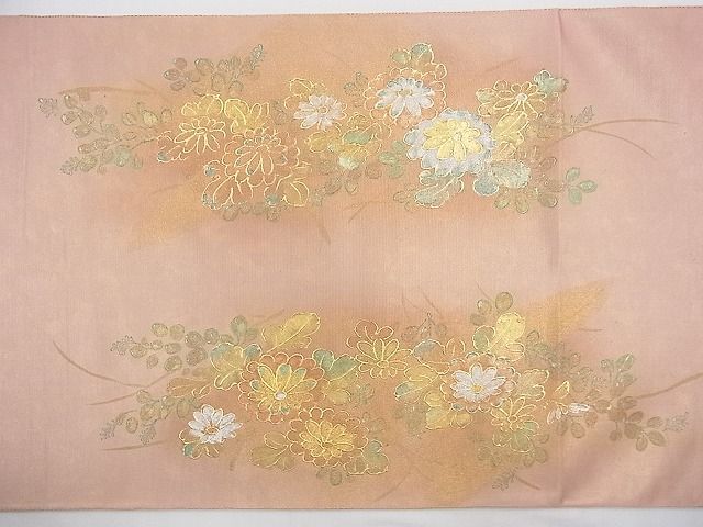 平和屋着物◎太鼓柄袋帯 作家物 手描き 花籠文 金銀彩 落款あり 逸品 BAAH5931fk