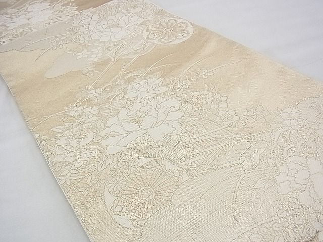 平和屋着物◎六通柄袋帯 佐賀つづれ織 花車文様 金糸 逸品 BAAH5928fk