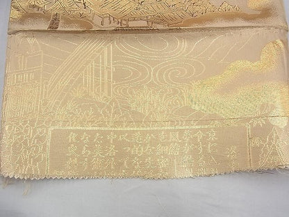 平和屋着物◎全通柄袋帯 洛中洛外図 金糸 逸品 BAAH5939fk