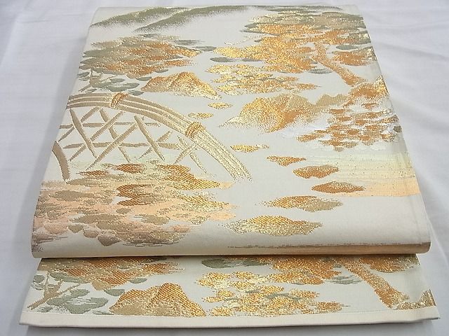 平和屋着物◎六通柄袋帯 籬浜松霞文 金糸 逸品 BAAG8986du