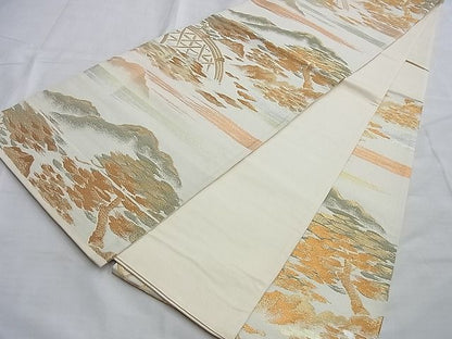 平和屋着物◎六通柄袋帯 籬浜松霞文 金糸 逸品 BAAG8986du