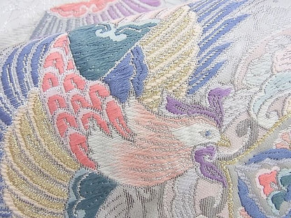平和屋着物◎六通柄袋帯 唐織 扇緬鳳凰文 金銀糸 逸品 BAAI0205du
