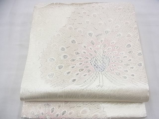 平和屋着物◎六通柄袋帯 唐織 孔雀 銀糸 逸品 BAAH5961fk