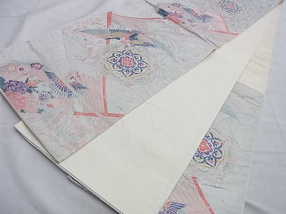 平和屋着物◎六通柄袋帯 唐織 扇緬鳳凰文 金銀糸 逸品 BAAI0205du