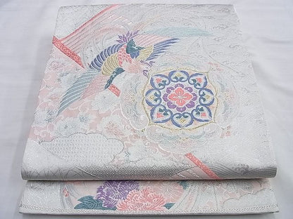 平和屋着物◎六通柄袋帯 唐織 扇緬鳳凰文 金銀糸 逸品 BAAI0205du