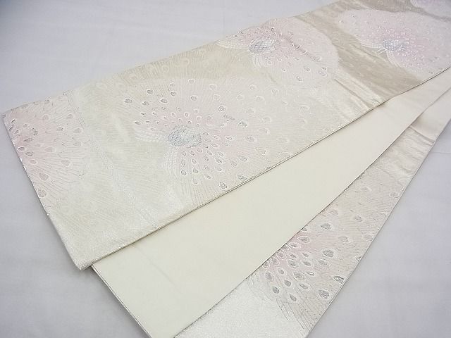 平和屋着物◎六通柄袋帯 唐織 孔雀 銀糸 逸品 BAAH5961fk