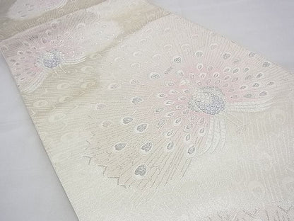 平和屋着物◎六通柄袋帯 唐織 孔雀 銀糸 逸品 BAAH5961fk