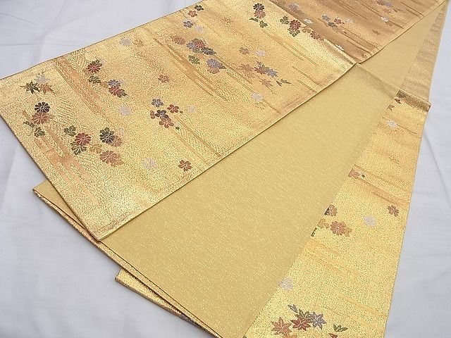 平和屋着物◎六通柄袋帯 唐織 エ霞春秋草花文 金糸 逸品 BAAI0203du