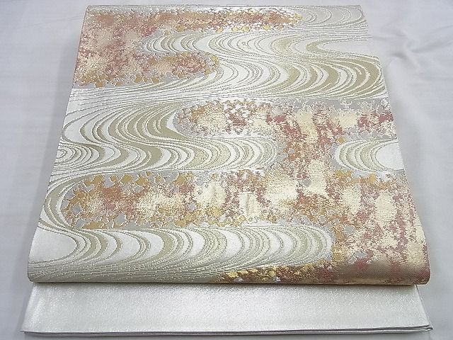 平和屋着物◎太鼓柄袋帯 エ霞光琳水 金銀糸 引箔 逸品 BAAI0232du
