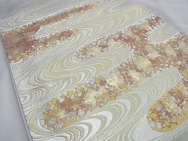 平和屋着物◎太鼓柄袋帯 エ霞光琳水 金銀糸 引箔 逸品 BAAI0232du