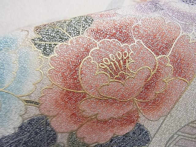 平和屋着物◎太鼓柄袋帯 綴れ エ霞吉祥花文 金銀彩 逸品 BAAI0219du