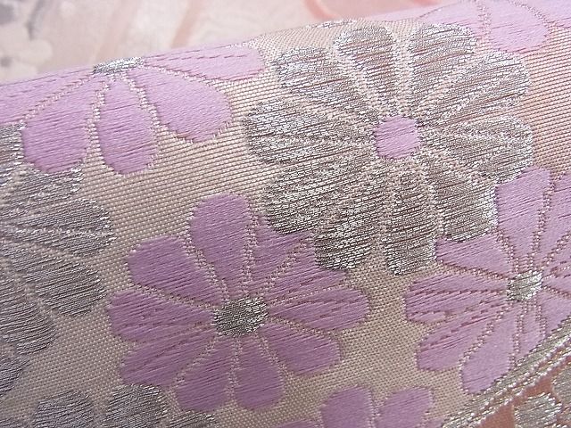 平和屋着物◎六通柄袋帯 唐織 菊水梅流し 銀糸 逸品 BAAI0231du