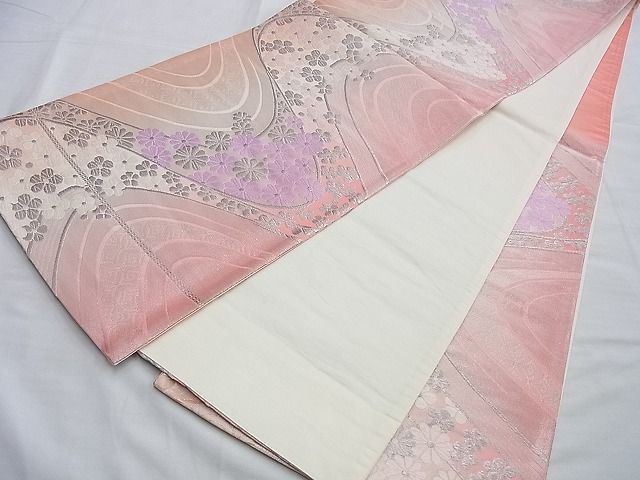 平和屋着物◎六通柄袋帯 唐織 菊水梅流し 銀糸 逸品 BAAI0231du