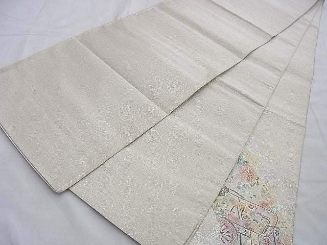 平和屋着物◎太鼓柄袋帯 綴れ エ霞吉祥花文 金銀彩 逸品 BAAI0219du