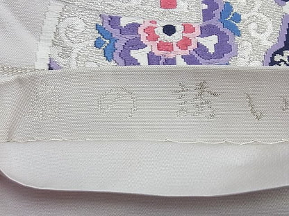 平和屋着物◎六通柄袋帯 唐織 扇の誘い 銀糸 逸品 BAAI0240du