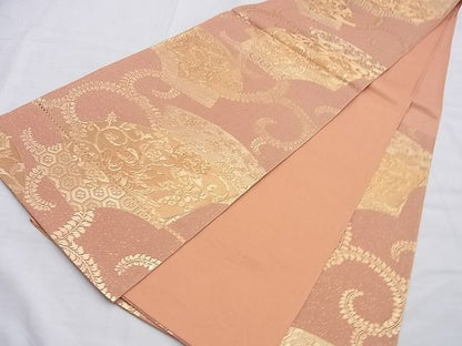 平和屋着物◎六通柄袋帯 織成つづれ 地紙花鳥唐草文 金糸 逸品 BAAI0247du